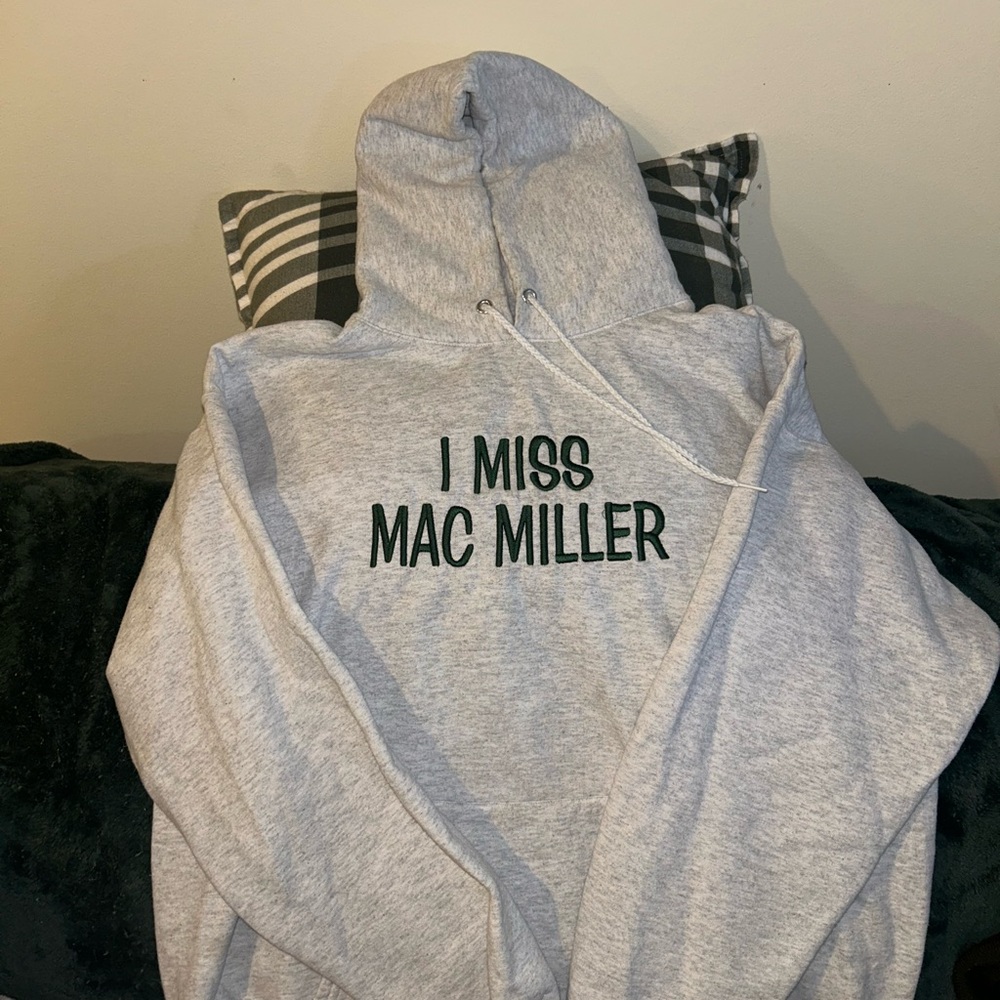 Hanes Light Gray Hoodie with Green Text